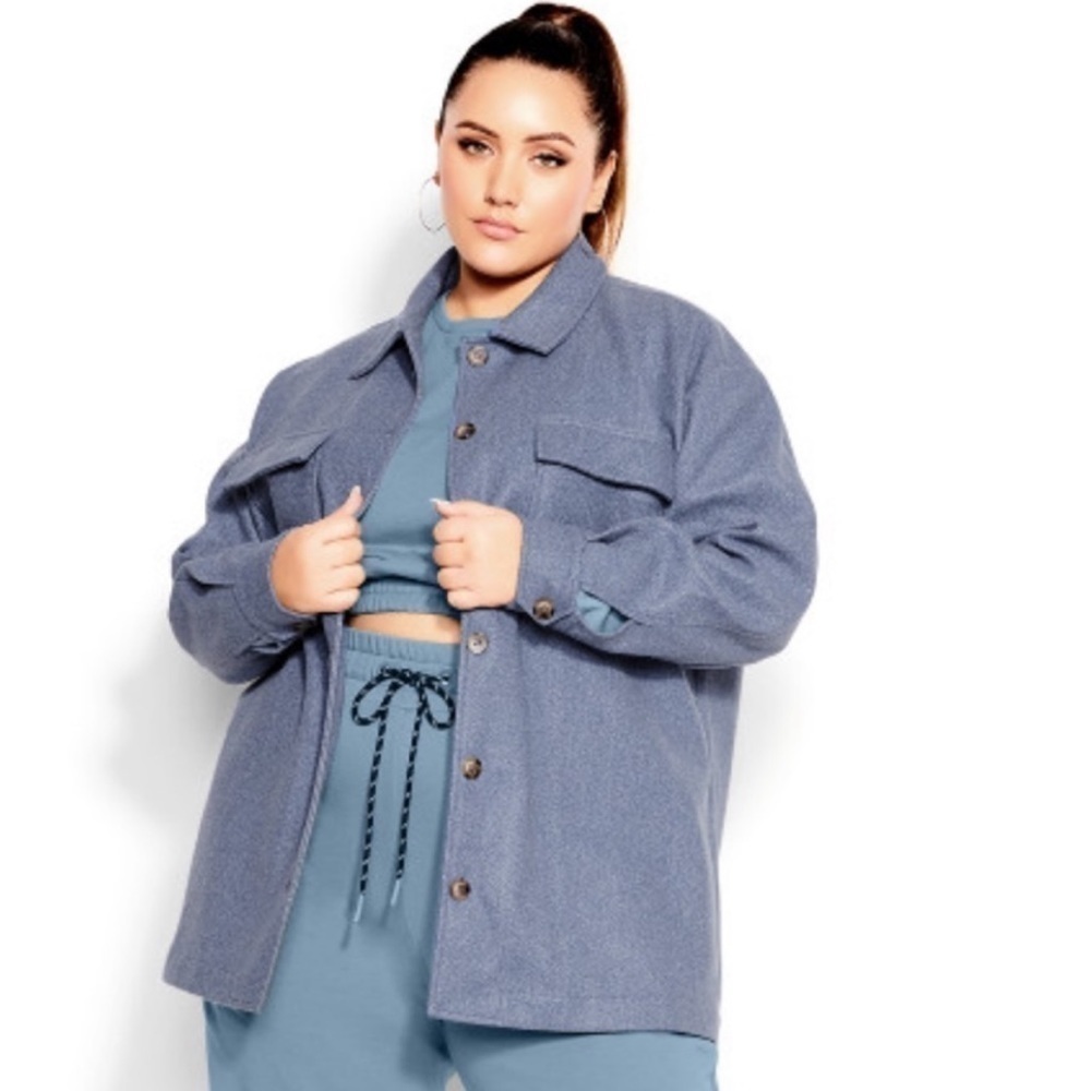 NWT City Chic Lounger Fleece Button Down Shacket Shirt Jacket